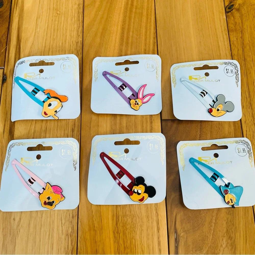 Vintage Cartoon Characters 6 Hair Barrettes New Old Stock